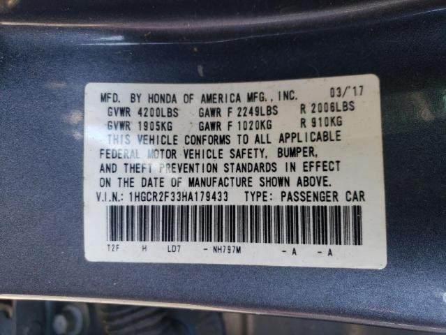 2017 HONDA ACCORD LX #3287655023