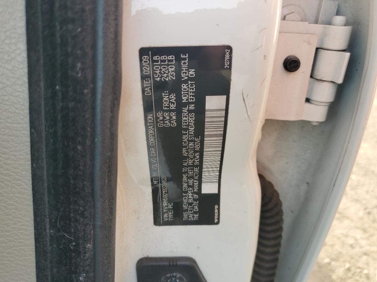 Lot #3302798893 2009 VOLVO S60 2.5T