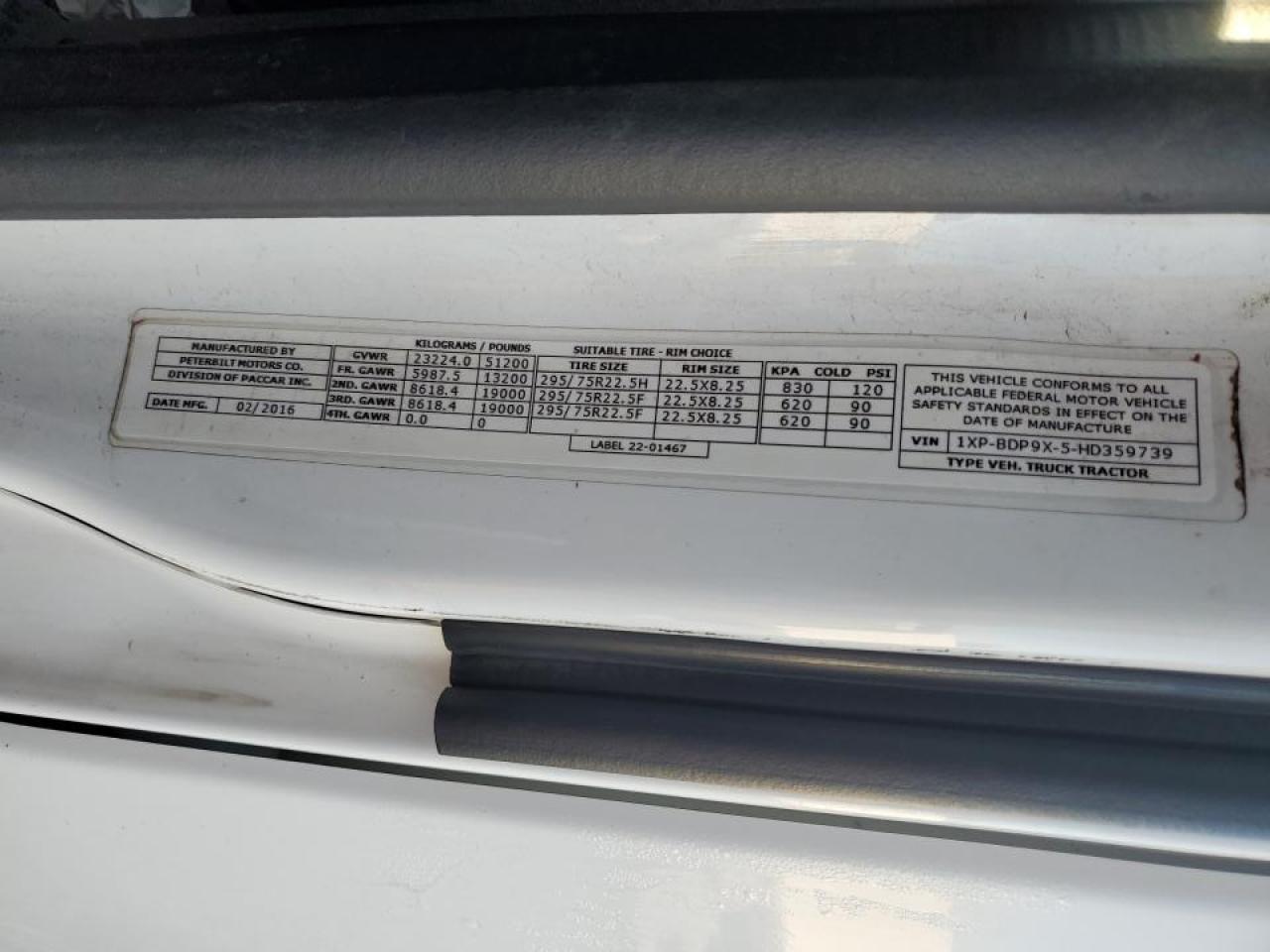 Lot #3285646282 2017 PETERBILT TRACTOR 579