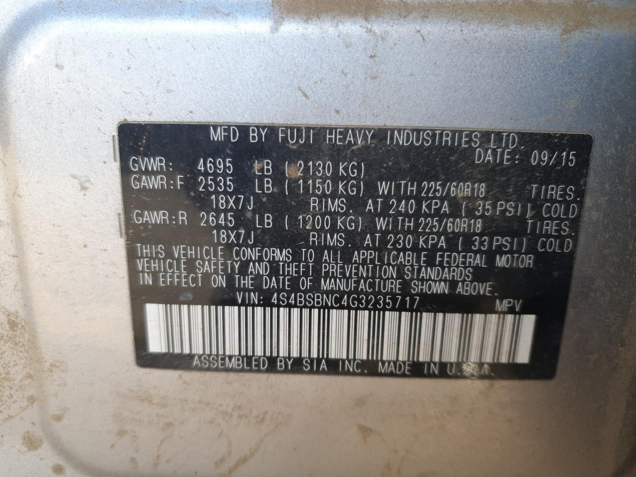 SUBARU OUTBACK 2.5I LIMITED