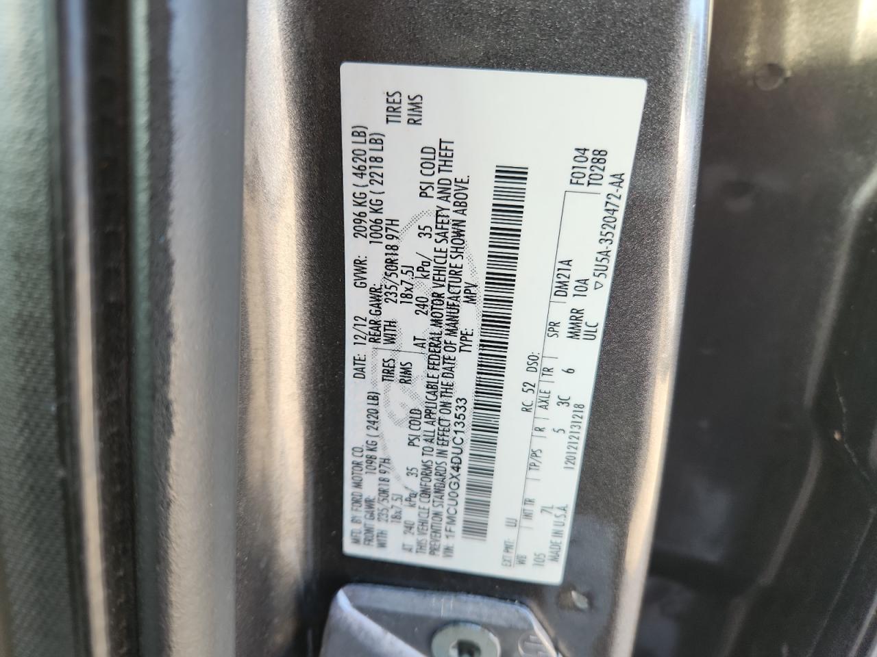 Lot #3287533024 2013 FORD ESCAPE SE