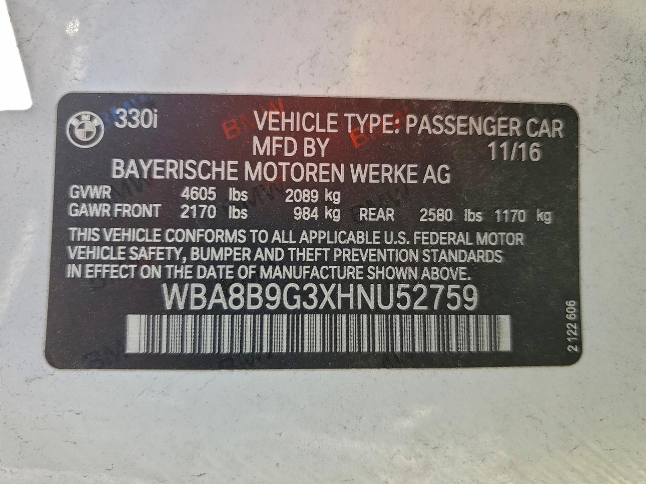 Lot #3311681251 2017 BMW 330 I