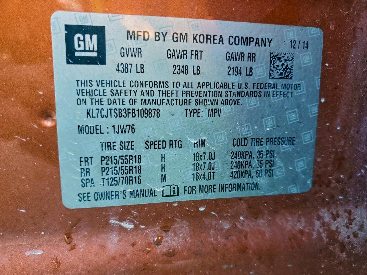 Lot #3302139118 2015 CHEVROLET TRAX LTZ