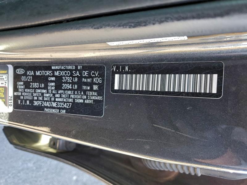 2021 KIA FORTE FE #3316790400