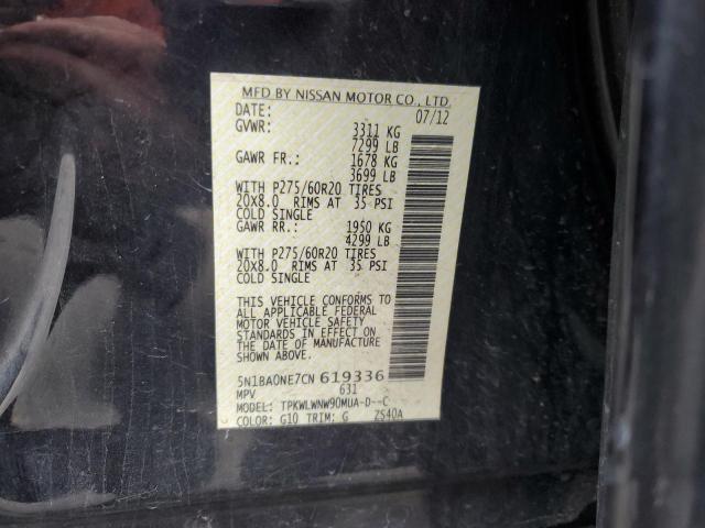 2012 NISSAN ARMADA SV #3296282418