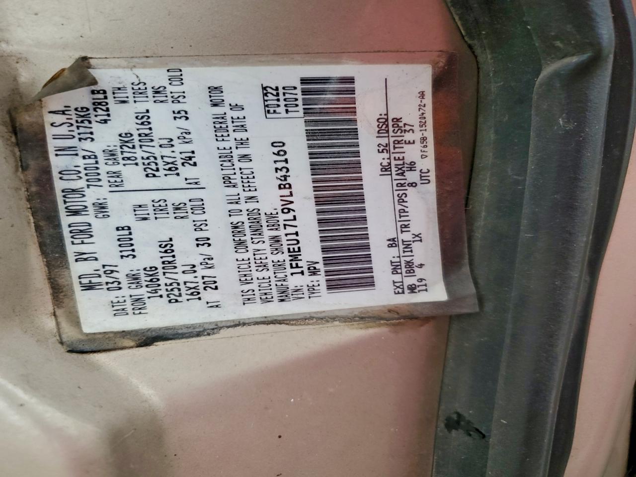 Lot #3304933545 1997 FORD EXPEDITION