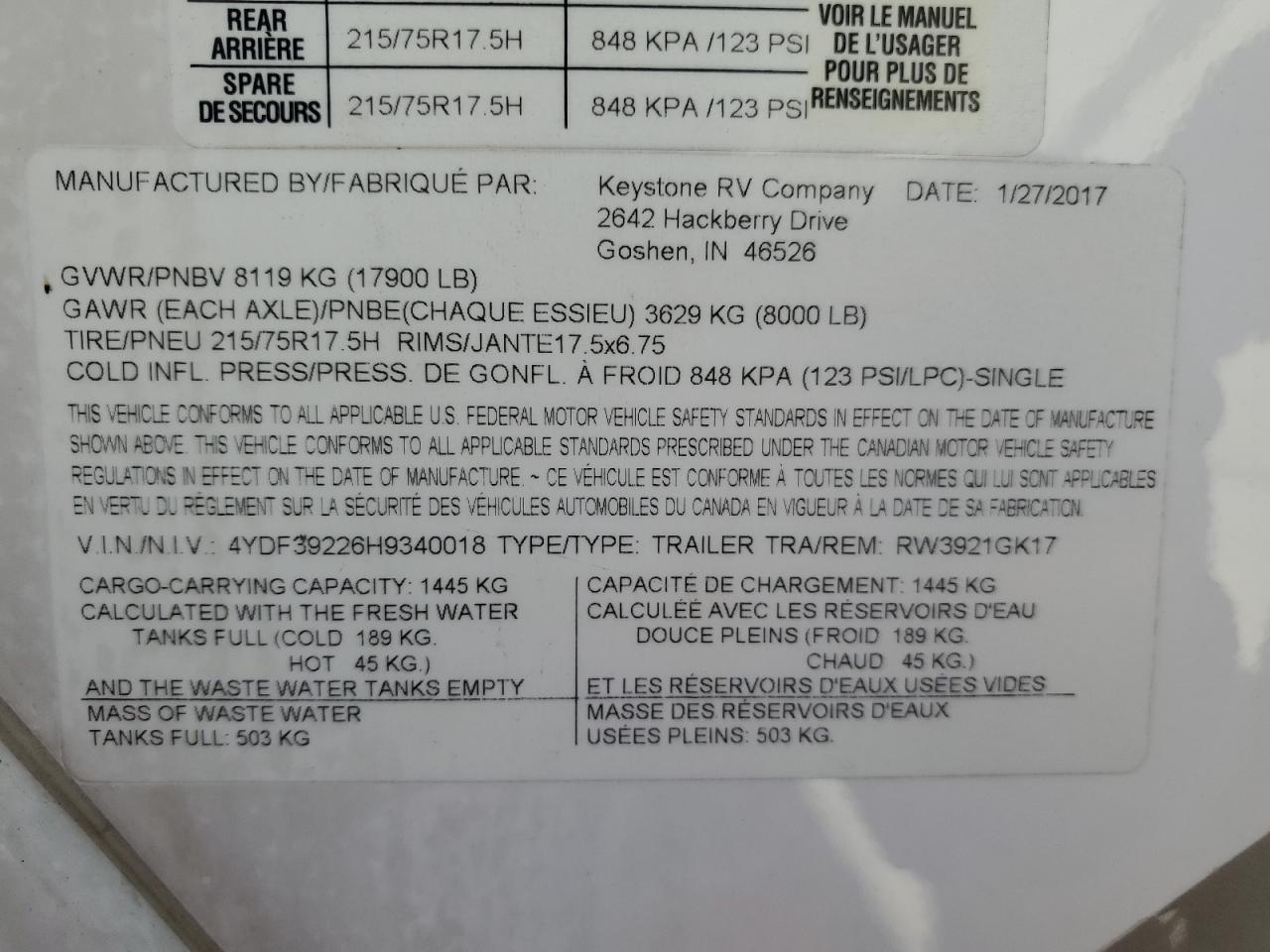 Lot #3298133129 2017 CROSSROADS REDWOOD