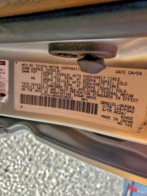 2004 TOYOTA 4RUNNER SR #3302763349