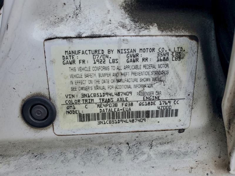 2004 NISSAN SENTRA #3303970701