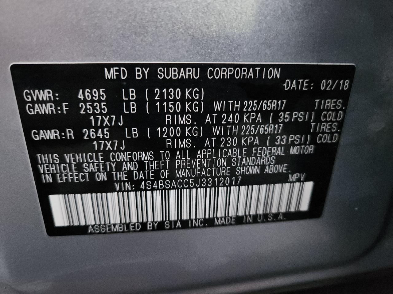 SUBARU OUTBACK 2.5I PREMIUM