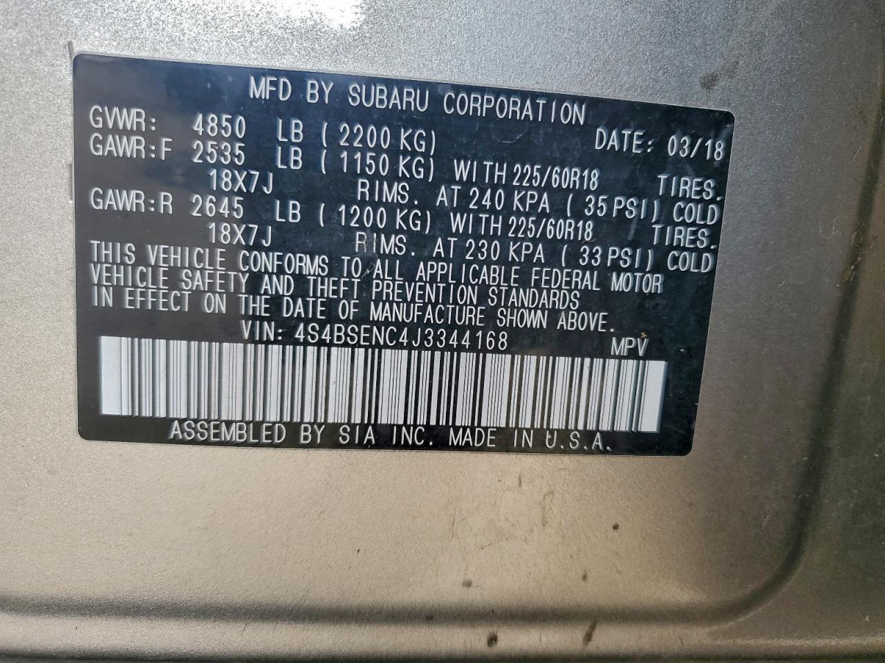 SUBARU OUTBACK 3.6R LIMITED