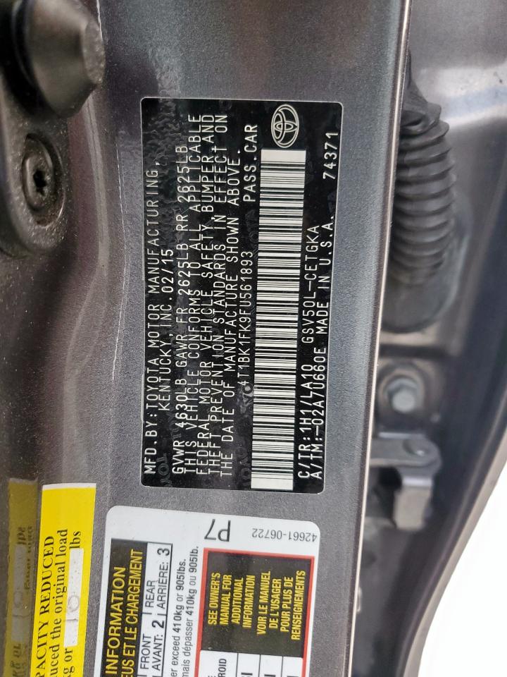 Lot #3318178387 2015 TOYOTA CAMRY XSE