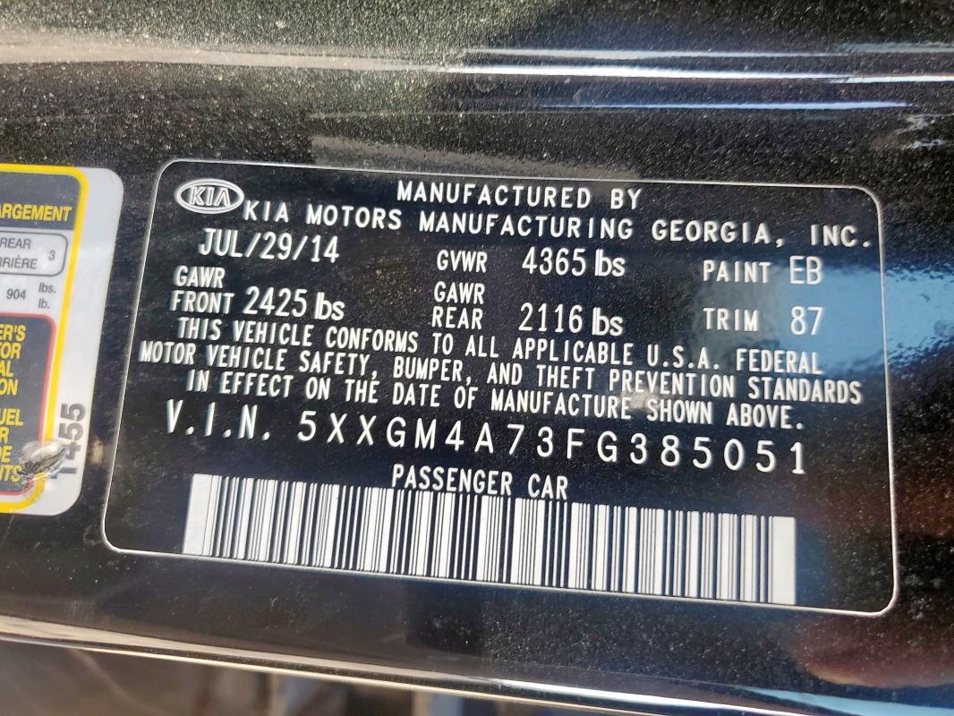 2015 KIA OPTIMA LX #3301989463