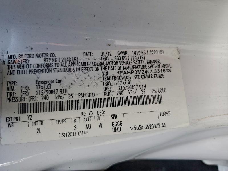 2012 FORD FOCUS SEL #3302860907