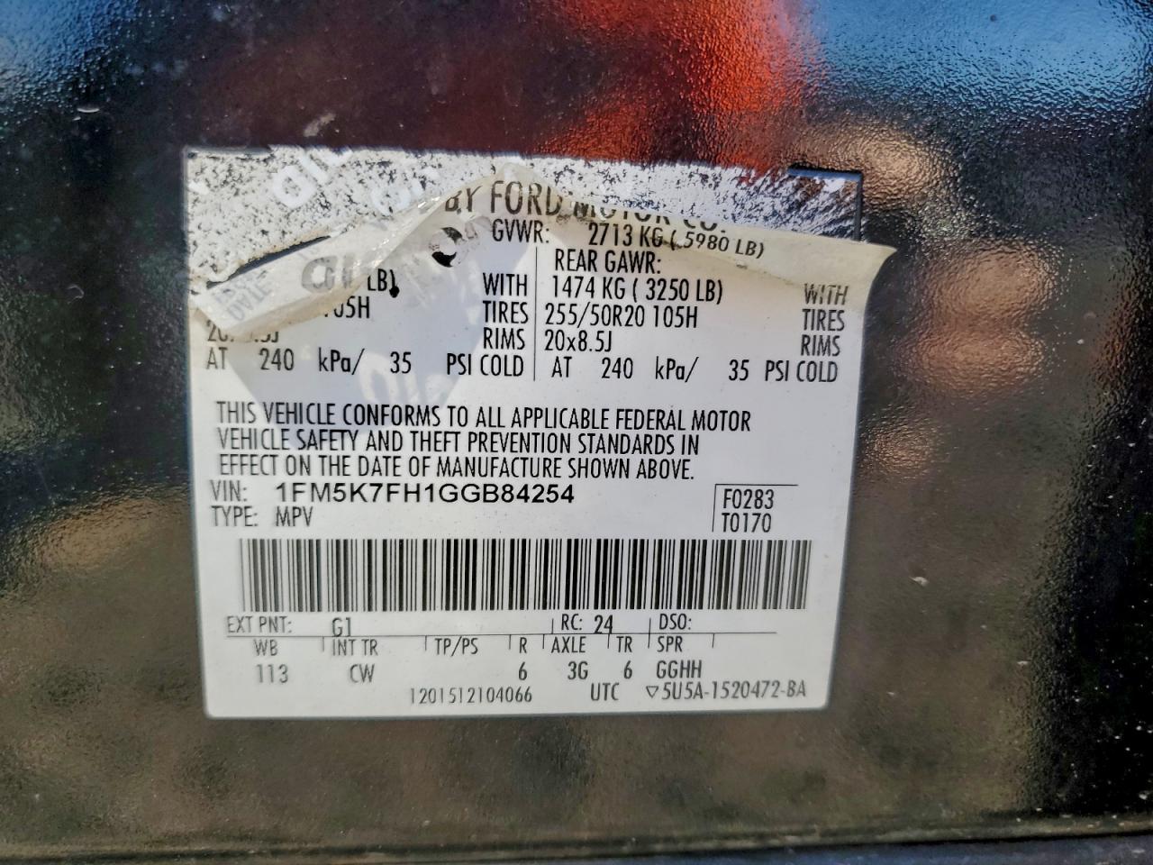 Lot #3301708362 2016 FORD EXPLORER L