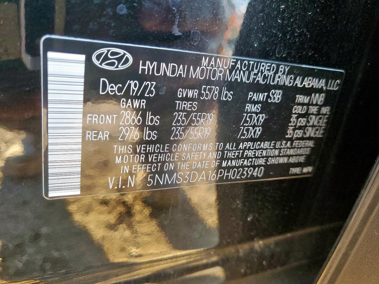 Lot #3305749791 2023 HYUNDAI SANTA FE S