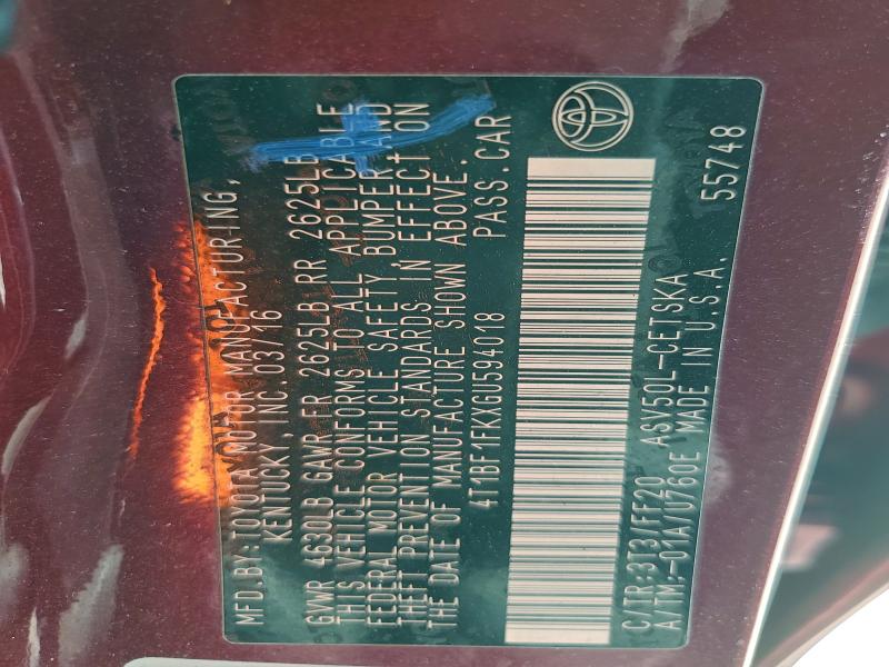 2016 TOYOTA CAMRY LE #3315604780