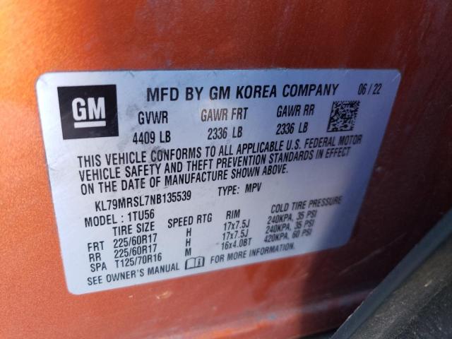 2022 CHEVROLET TRAILBLAZE - KL79MRSL7NB135539