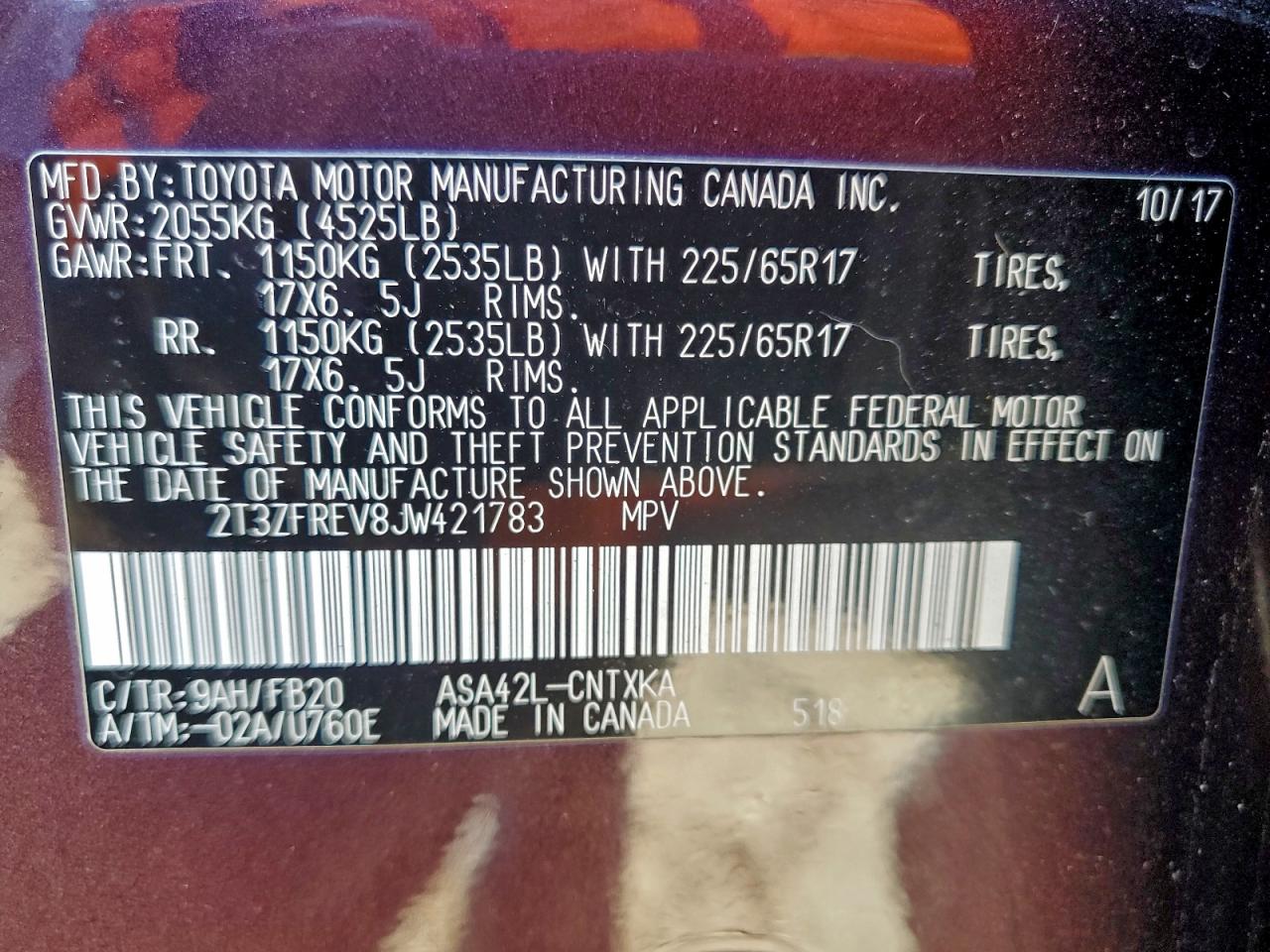 Lot #3302735024 2018 TOYOTA RAV4 LE