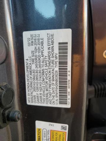 2022 HONDA PILOT SE #3304812664