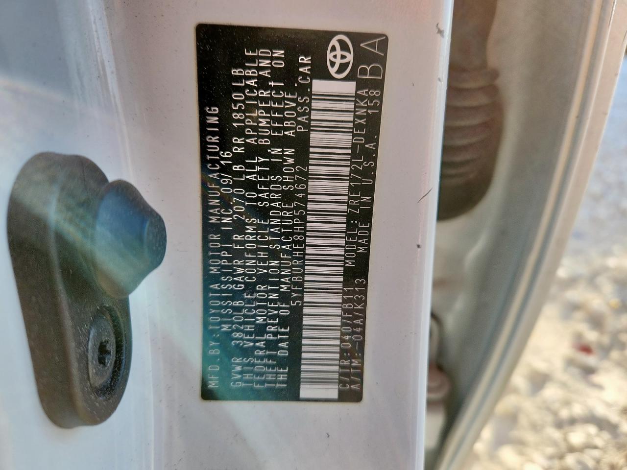 Lot #3305761784 2017 TOYOTA COROLLA L