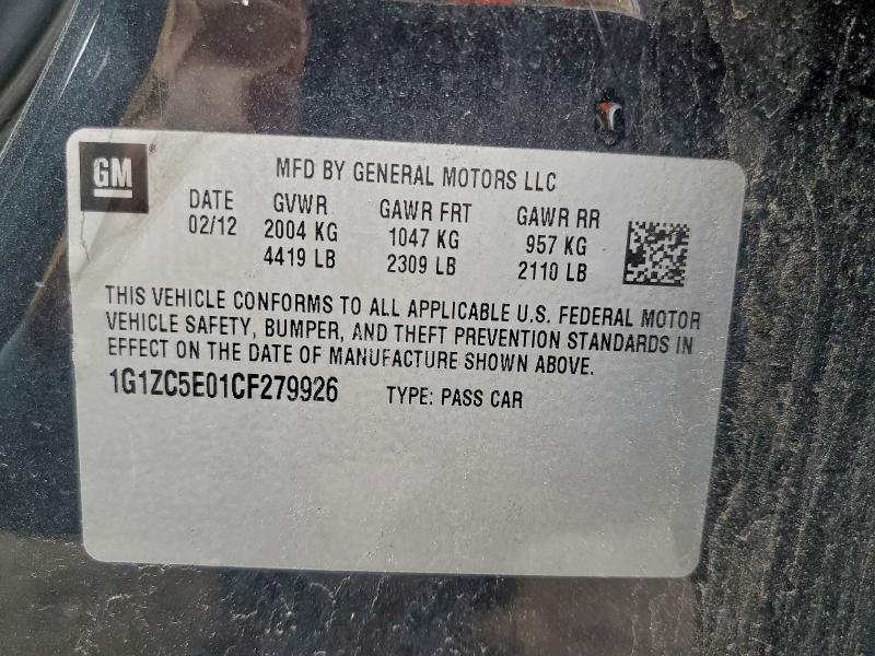 2012 CHEVROLET MALIBU 1LT #3305427449