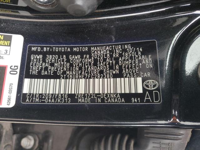 2015 TOYOTA COROLLA L #3310484065