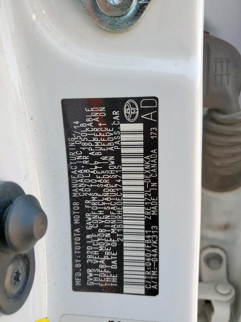 2014 TOYOTA COROLLA L #3303866702