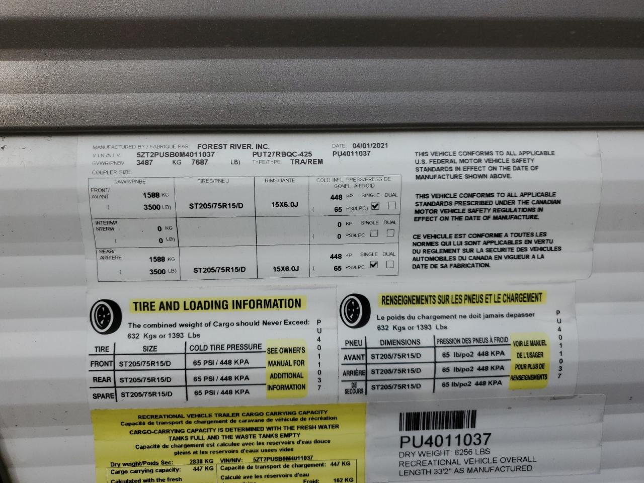 Lot #3283989798 2021 PALOMINO BY FOREST R PUMA XLE LITE SERIES