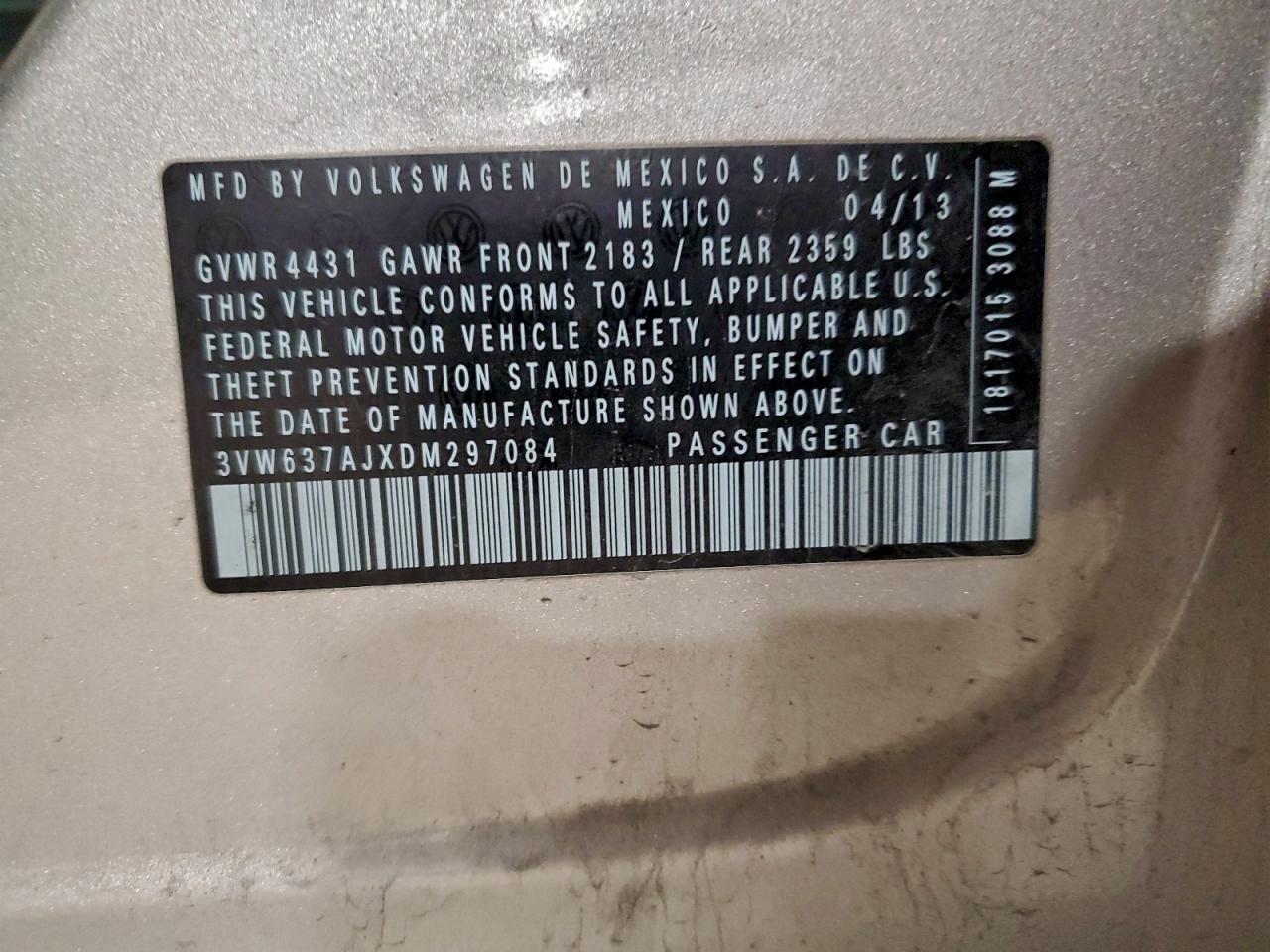 Lot #3311595777 2013 VOLKSWAGEN JETTA HYBR