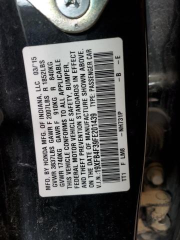2015 HONDA CIVIC HYBR #3296349140