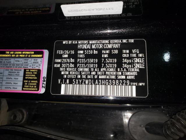 2017 HYUNDAI SANTA FE S 5XYZWDLA3HG398229