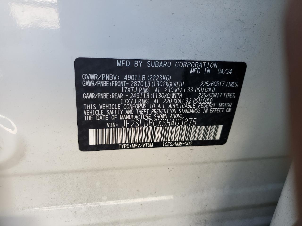 Lot #3301834384 2025 SUBARU FORESTER P
