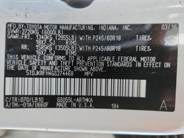 2016 TOYOTA HIGHLANDER #3285973593