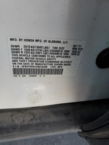 2017 HONDA PILOT EXL #3308208199