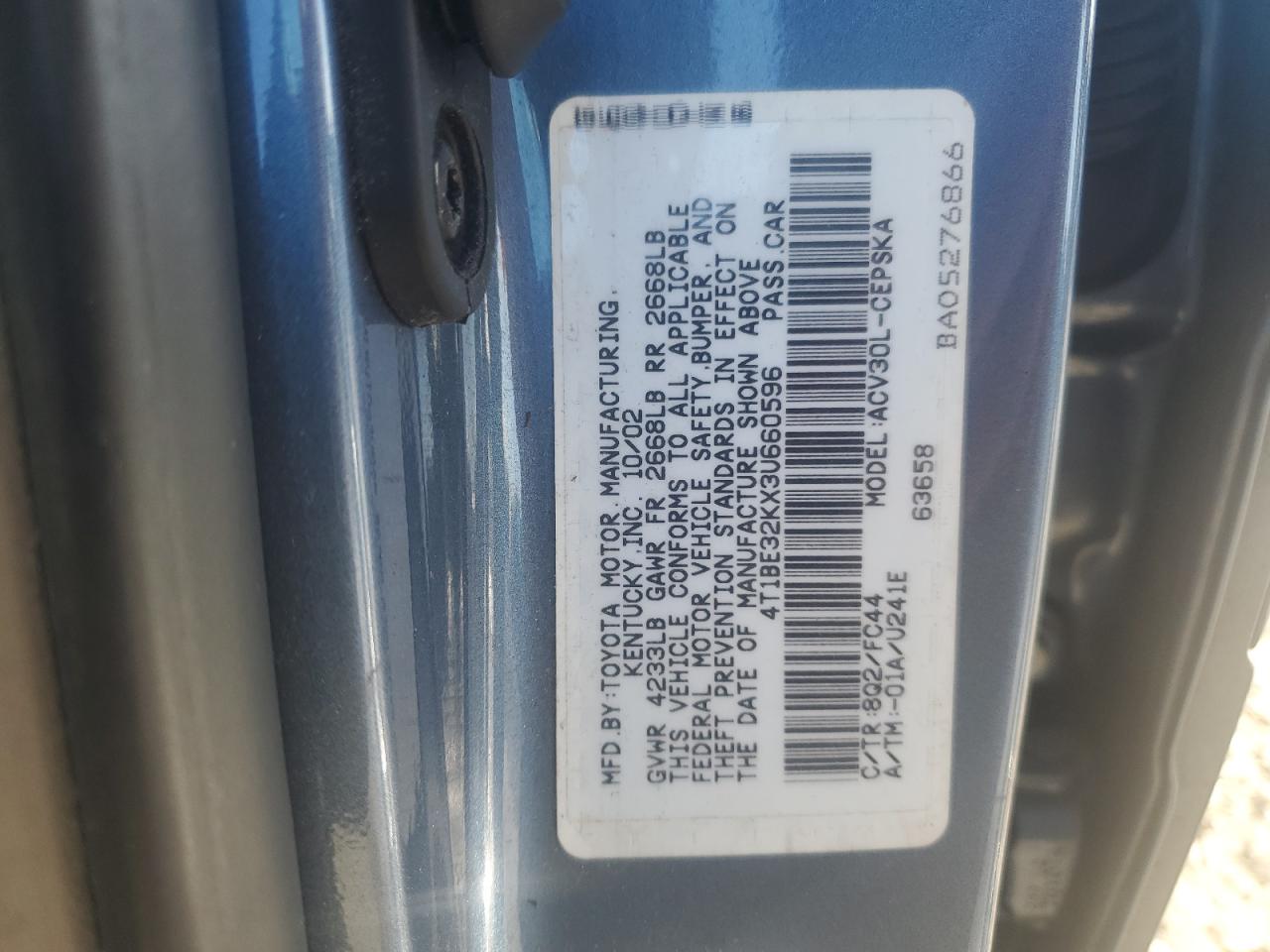 Lot #3302858959 2003 TOYOTA CAMRY LE