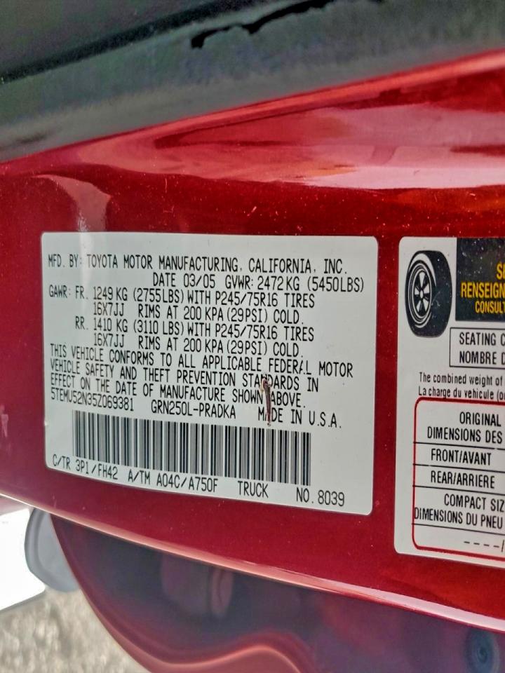 Lot #3302736068 2005 TOYOTA TACOMA DOU