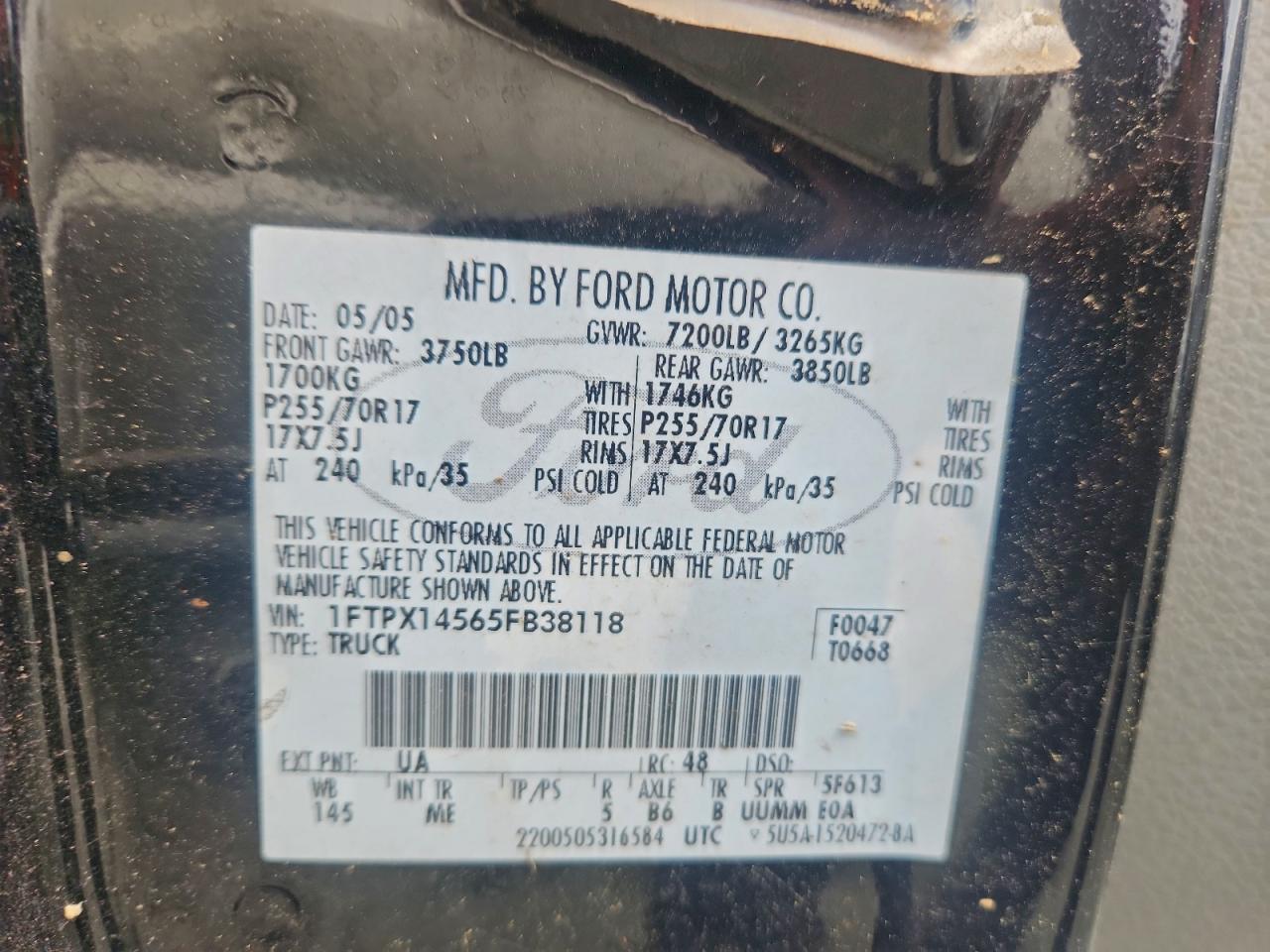 Lot #3315993080 2005 FORD F150