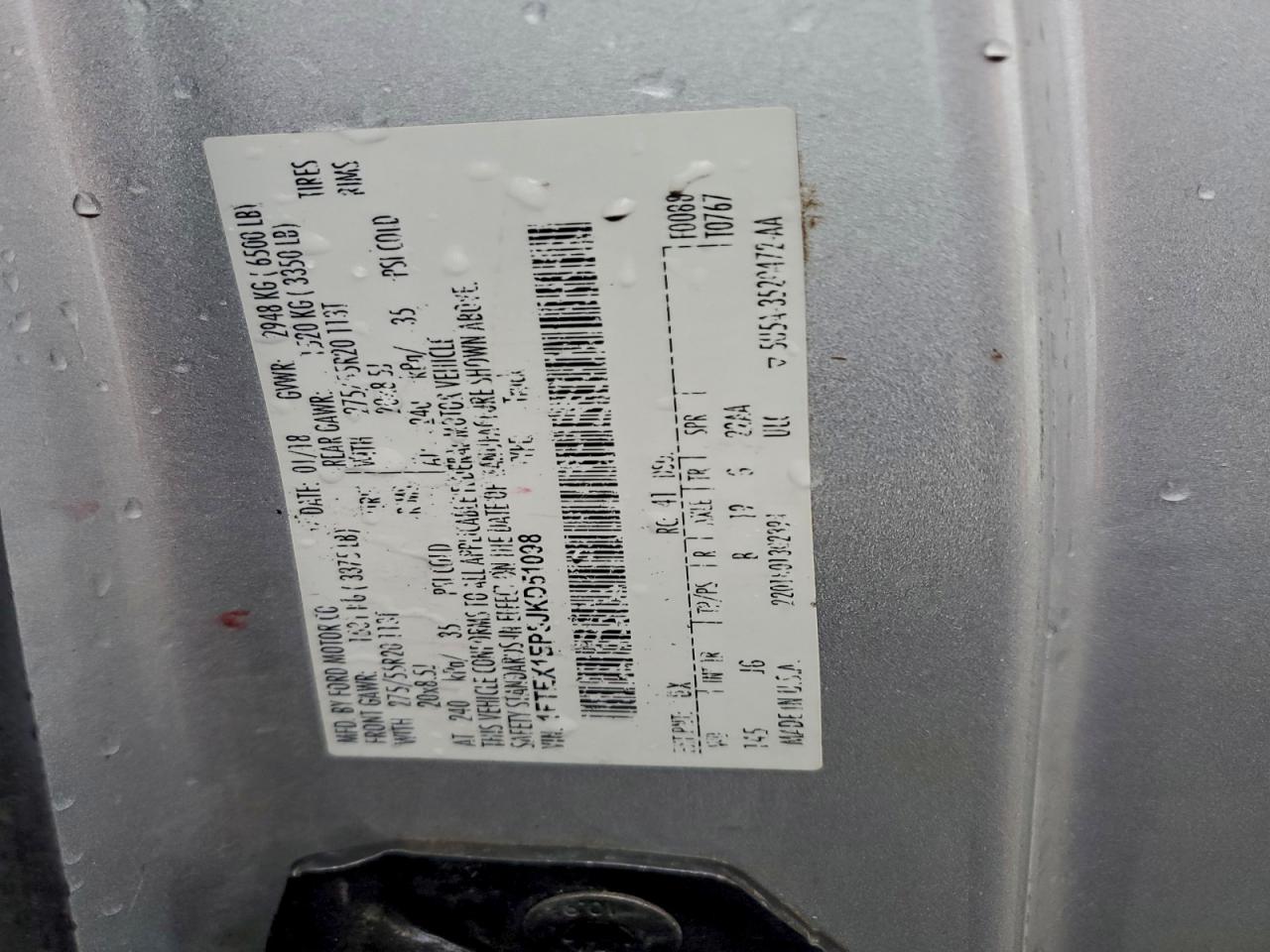 Lot #3302692001 2018 FORD F150 SUPER