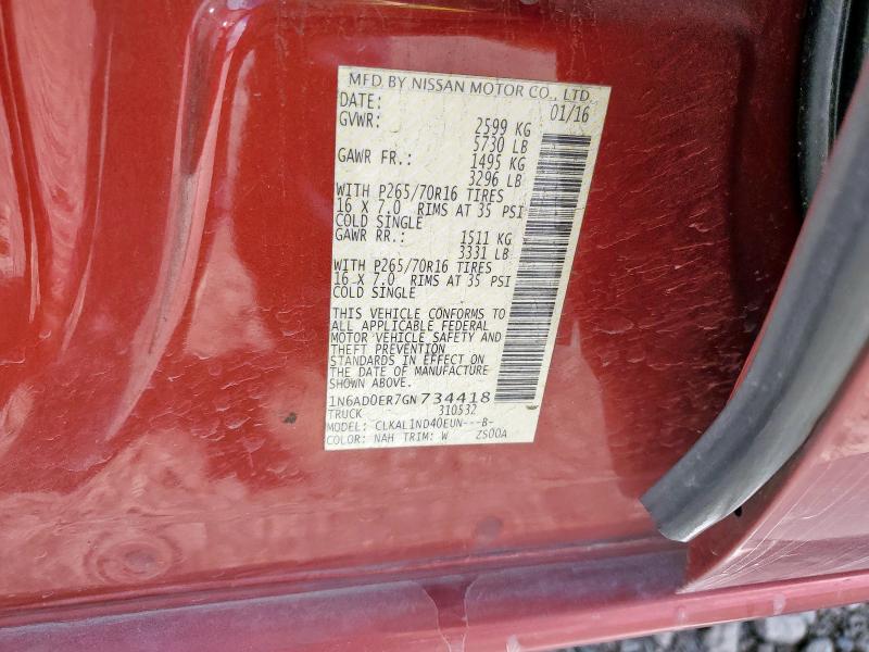 2016 NISSAN FRONTIER S - 1N6AD0ER7GN734418