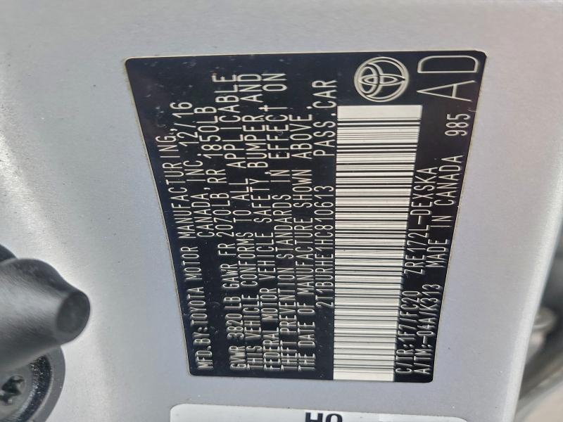 2017 TOYOTA COROLLA L #3297975840