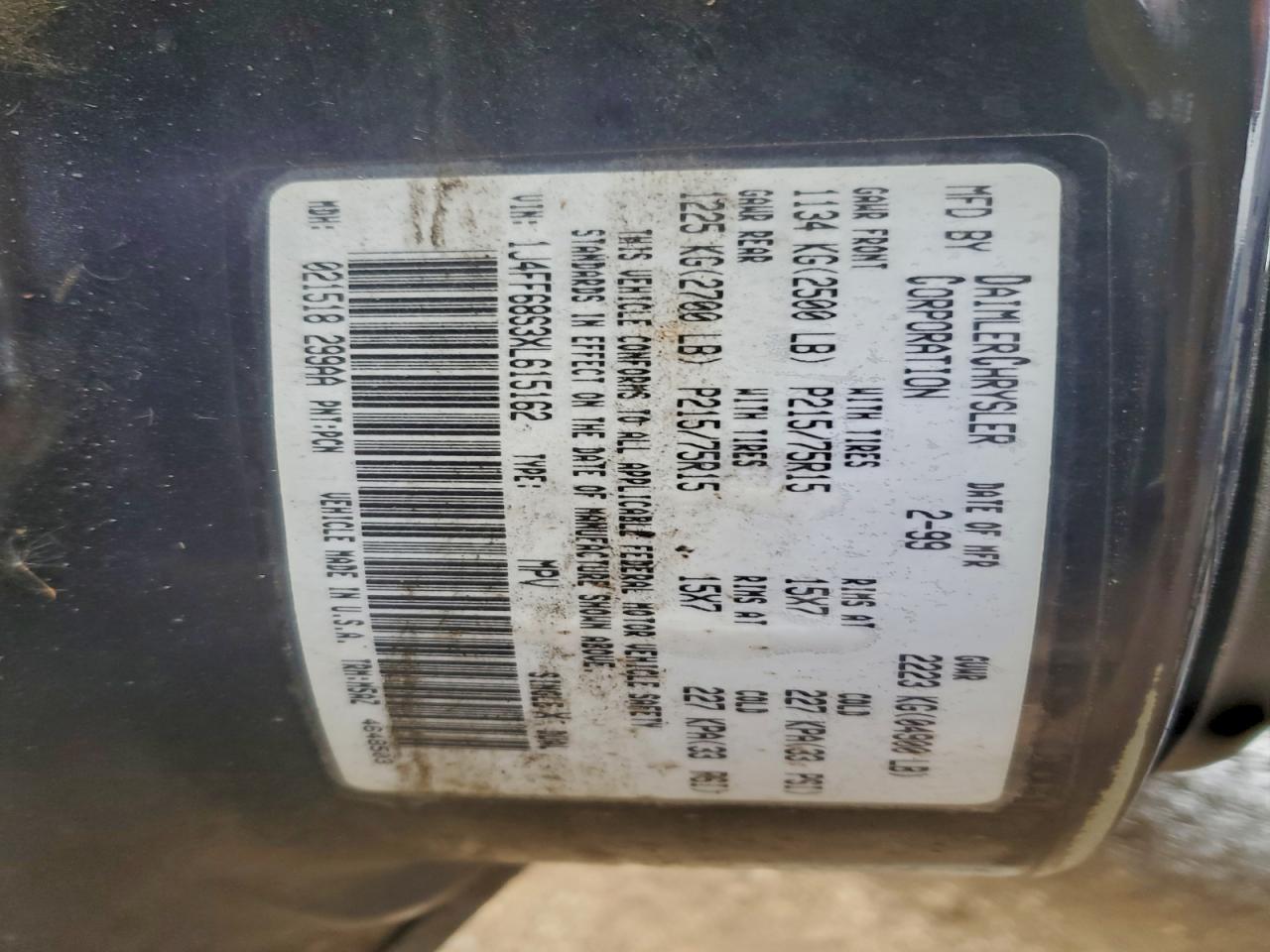 Lot #3297221405 1999 JEEP CHEROKEE S