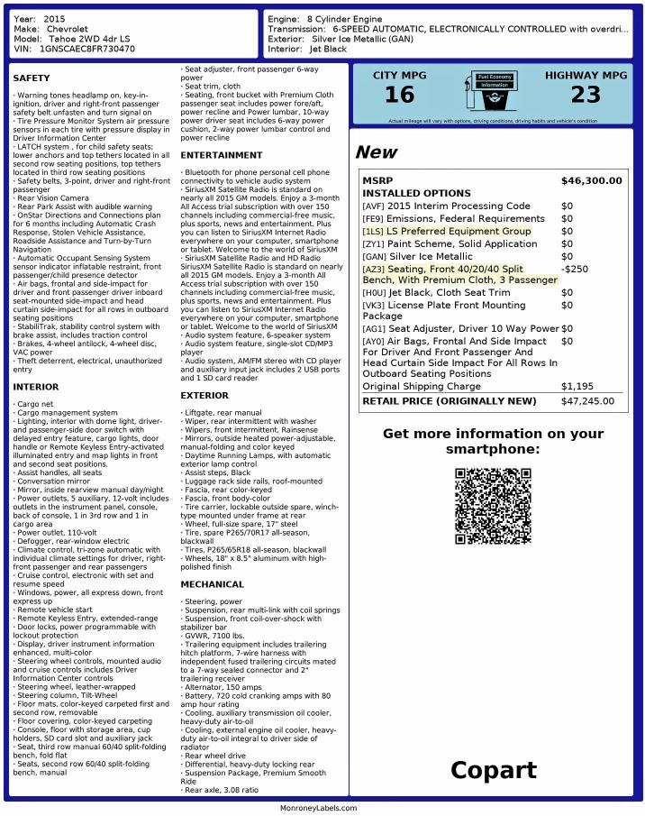 2015 CHEVROLET TAHOE C150 #3296913834