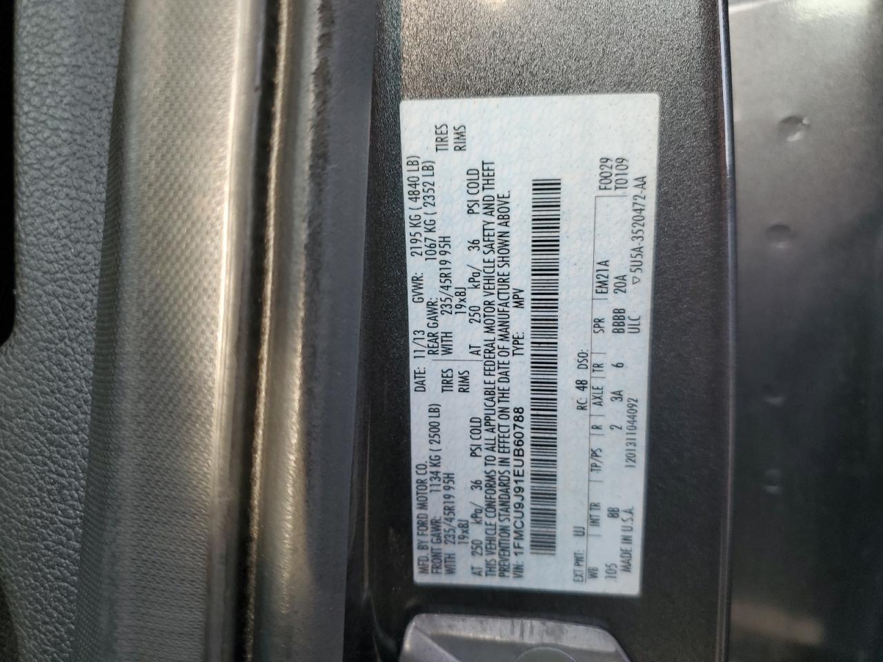 Lot #3302975600 2014 FORD ESCAPE TIT