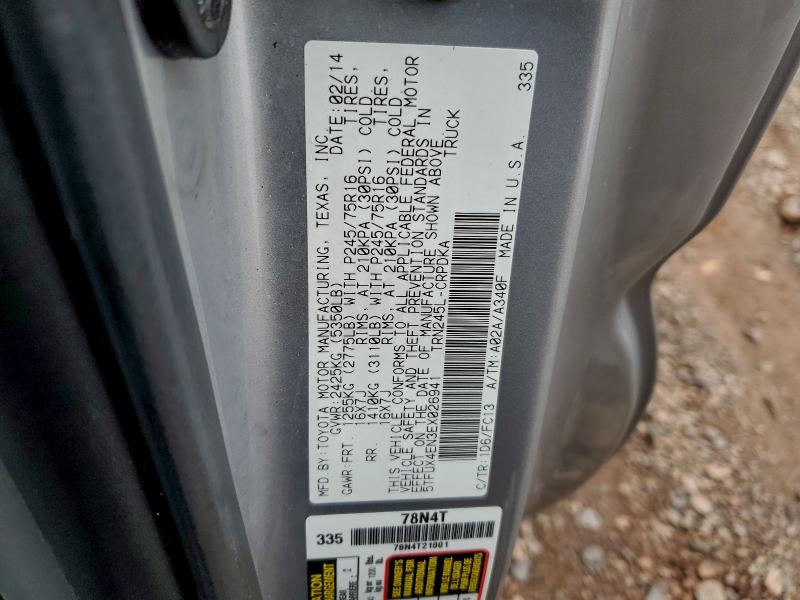 2014 TOYOTA TACOMA ACC #3297923793