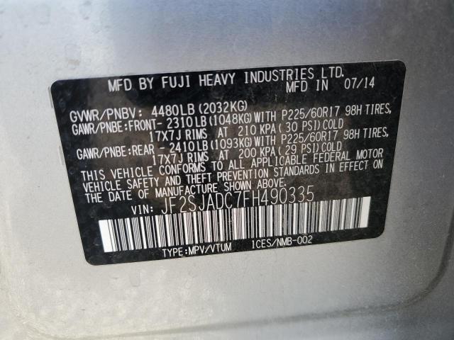 2015 SUBARU FORESTER 2 - JF2SJADC7FH490335