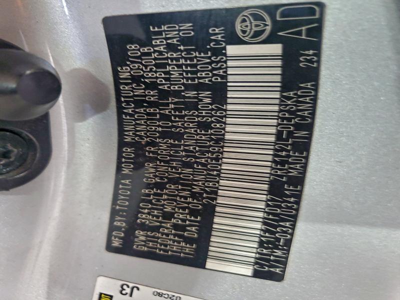 2009 TOYOTA COROLLA BA #3304571464