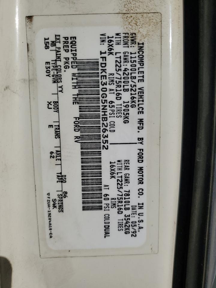 Lot #3317027073 1992 FORD E350 RV