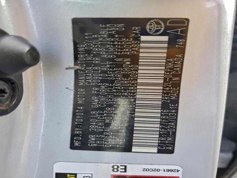 2011 TOYOTA COROLLA BA #3297148521