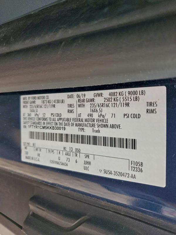 2019 FORD TRANSIT #3301748411